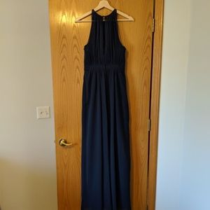 Navy Blue Bari Jay Long Bridesmaid Dress Size 6